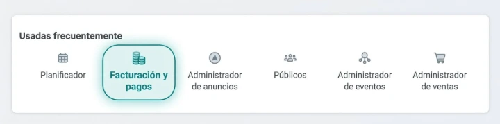 Paso 2: Acceso a la sección de Facturación y pagos desde el menú lateral.